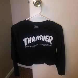 black cropped thrasher shirt